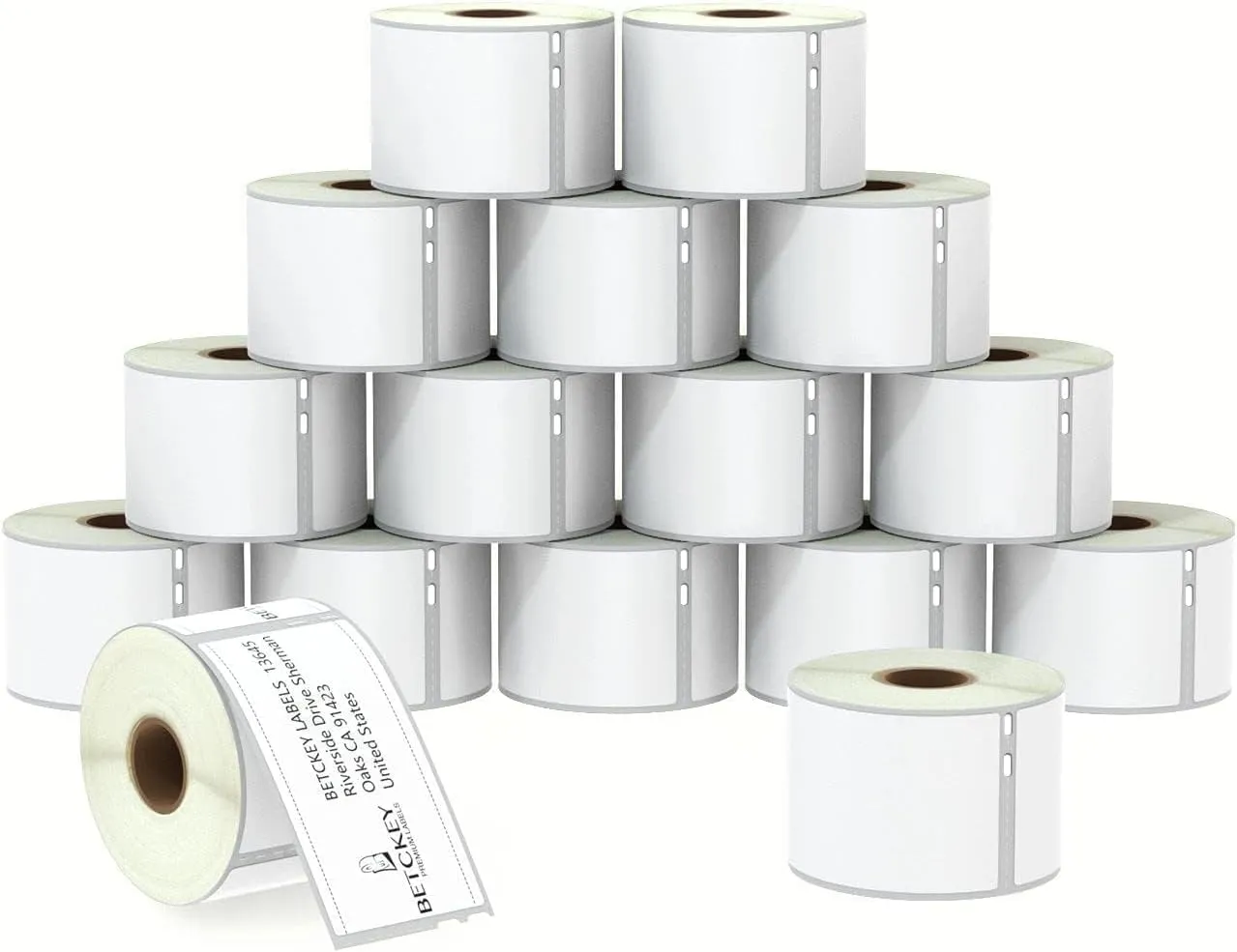 BETCKEY - Compatible DYMO 30323 (2-1/8" x 4") Shipping/Name Badge Labels, Perforated, Compatible with DYMO Labelwriter 450, 4XL, Rollo NOT Fit 550 & 5XL [16 Rolls/3840 Labels]