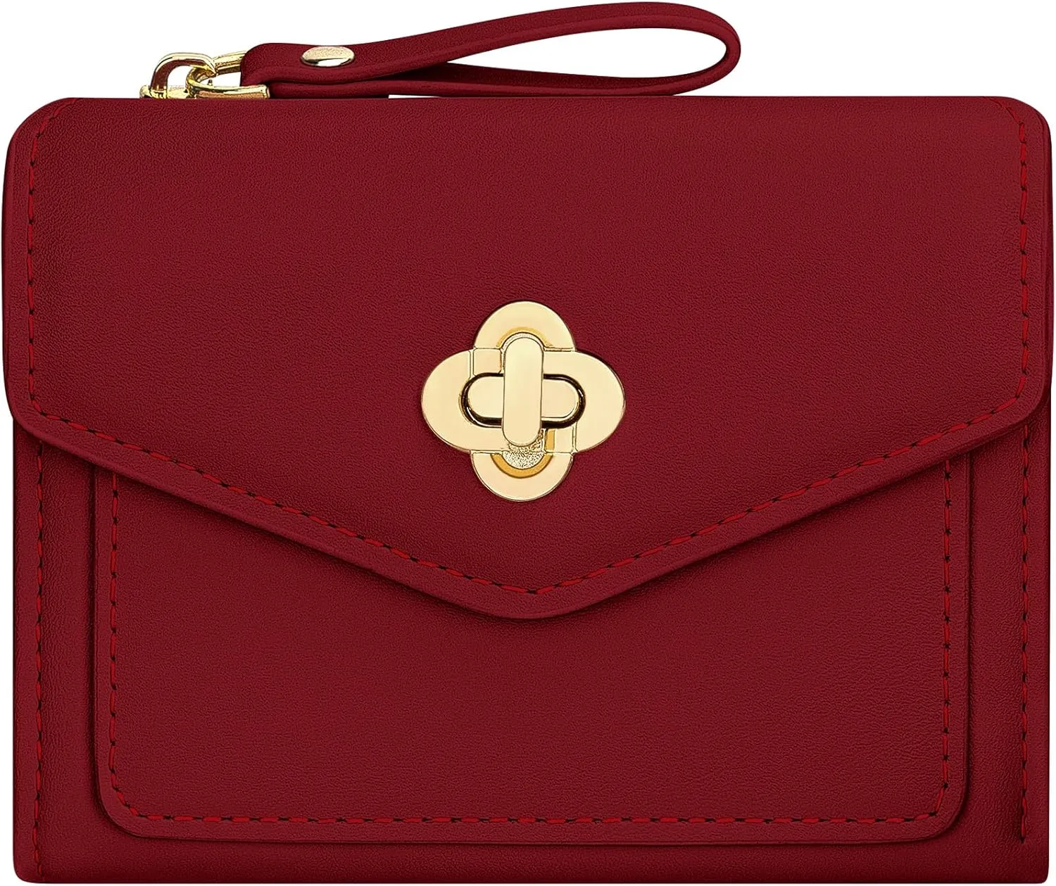 BIAOTIE Small Wallet for Women Leather Bifold Pocket Wallet RFID Blocking Credit Card Holder Cute Purse with Zipper Coin Pocket (Red)