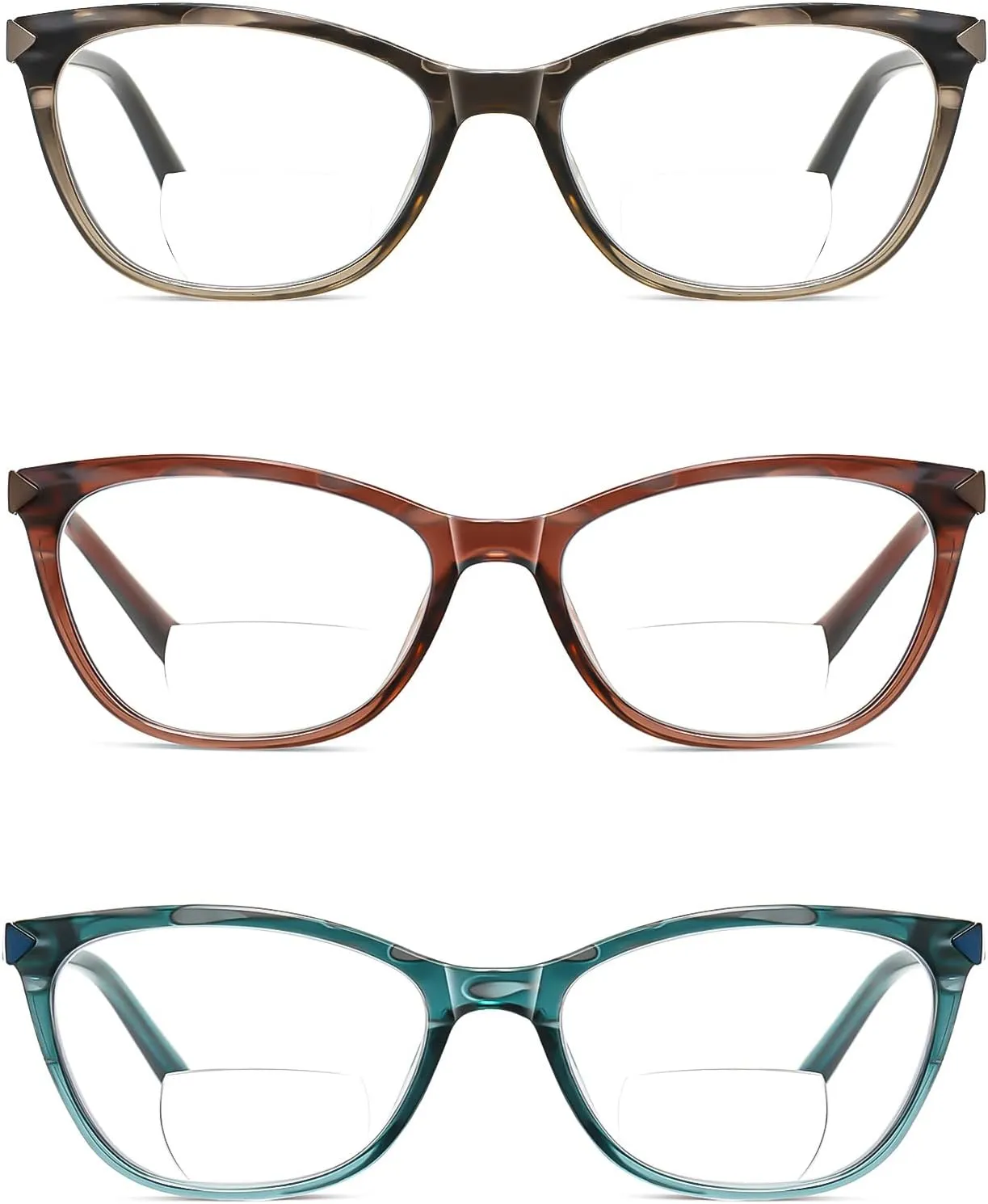 Bifocal Reading Glasses Women Cat Eye Blue Light Blocking Computer Reader Clear Top No Line Transition Ladies Eyewear