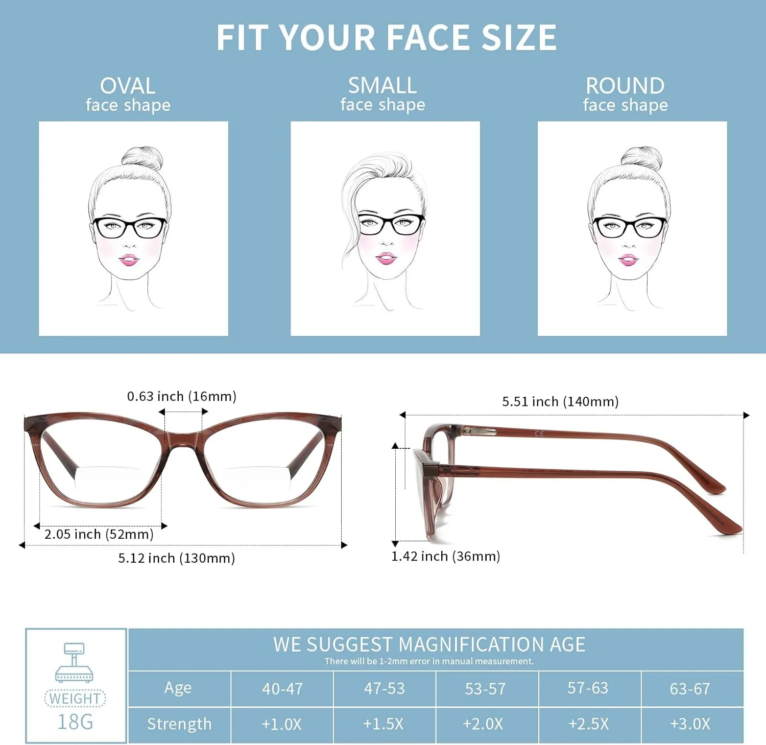 Bifocal Reading Glasses Women Cat Eye Blue Light Blocking Computer Reader Clear Top No Line Transition Ladies Eyewear