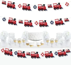 Big Dot of Happiness Railroad Party Crossing - Steam Train Birthday Party or Baby Shower DIY Decorations - Clothespin Garland Banner - 44 Pieces