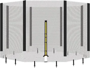 Biggun Trampoline Net - Replacement Enclosure Safety Net for Straight Poles Round Frames Trampoline, Nylon Barrier Net Parts with Double Zipper and Protection Buckles