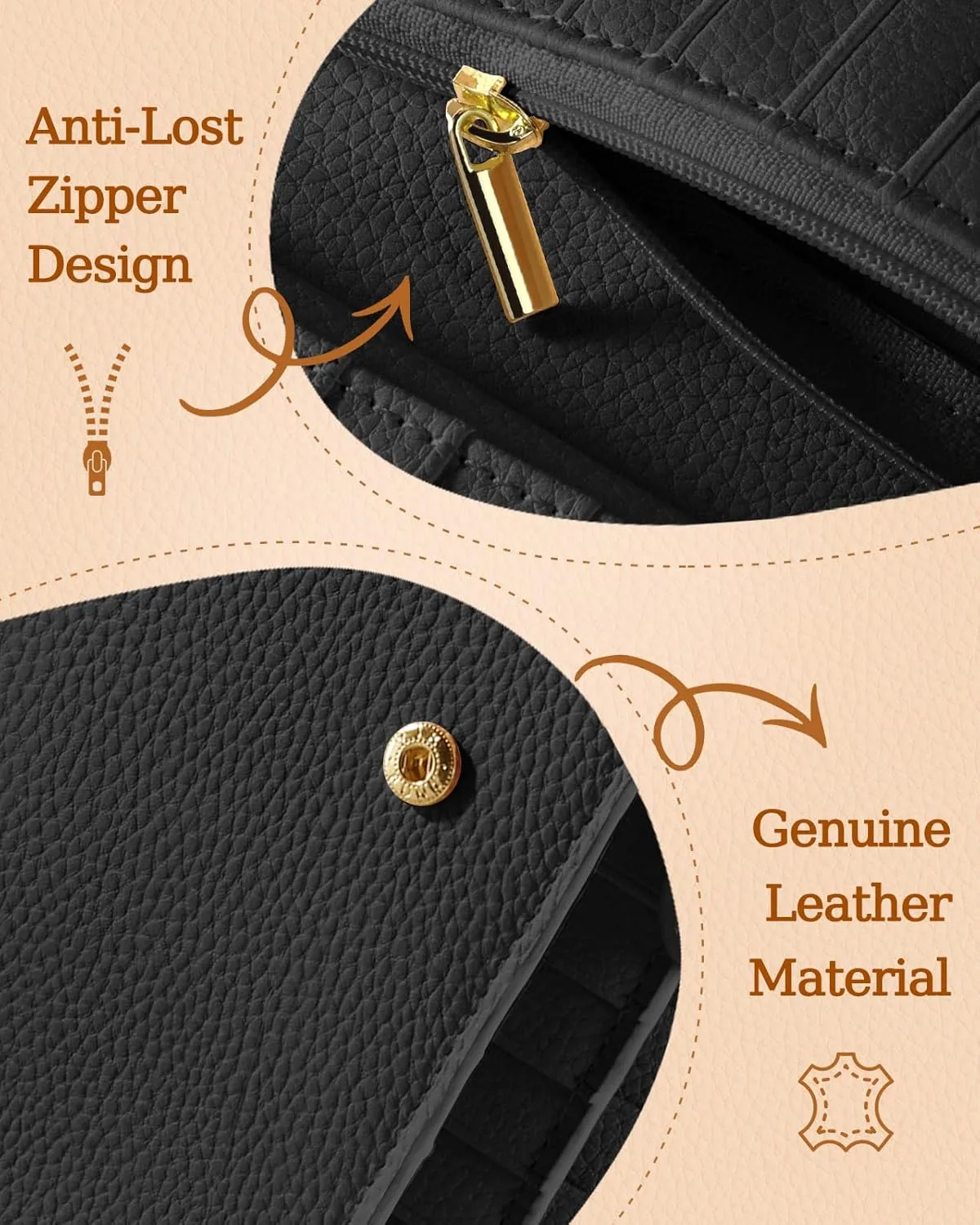Bistup 【46 Slots Credit Card Holder for Women Ladies Female Teen Girls Rfid Genuine Leather Cardholder Large Capacity Size Big Billfold Wallets Black Bee Cute Girly Aesthetic Print Unique