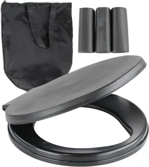 BISupply Camping Toilet Seat For 5 Gallon Bucket - Portable Toilet Seat Lid with Human Waste Bags for Outdoors - Bedside Commode Portable Bathroom Bucket Seat - Emergency Disaster Totable Toilet Lid