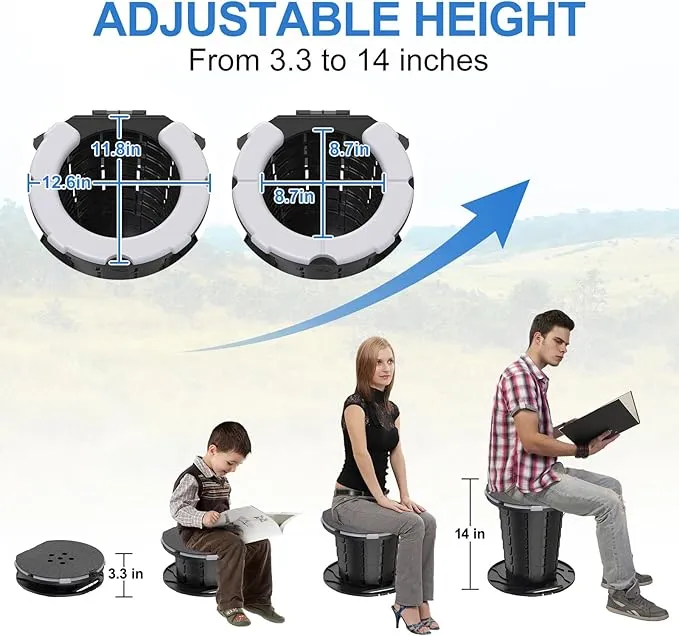 BLIKA Upgraded Retractable Portable Toilet with Cushion, 300LBS Adjustable Height Folding Toilet with Paper Holder, Travel Toilet Portable Camping Toilet, Soft Portable Toilet for Camping/Car