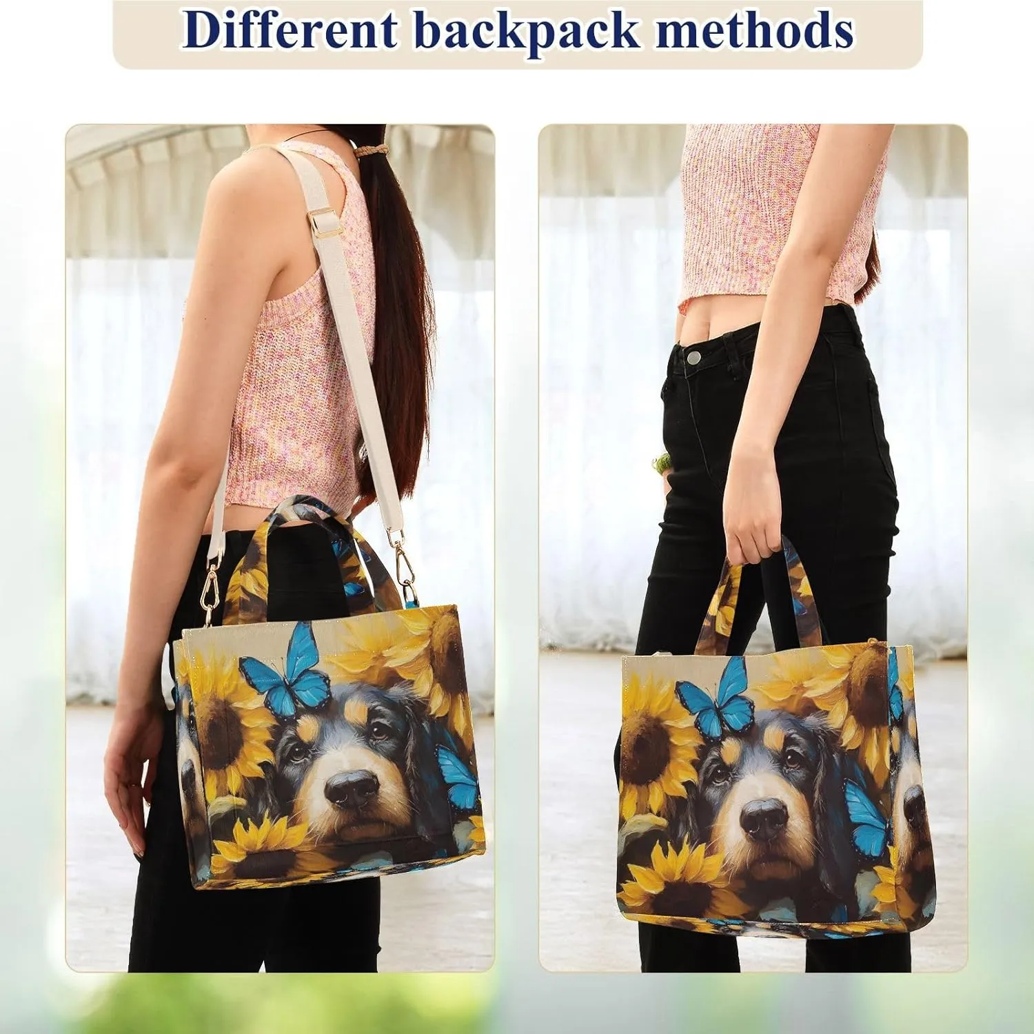 Bloodhound Dog Sunflower Corduroy Tote Bag for Women Large Shoulder Bag with Pockets for Beach Work Travel Shopping S