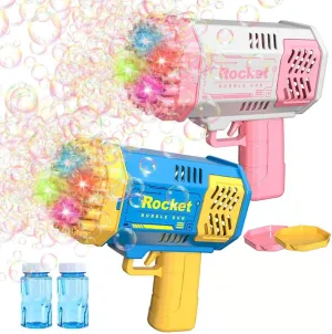 Blue 40-Hole Bubble Gun with Flashlight,Bubble Machine Guns,4000  Bubbles Per Minute Bubble Toys for Boys Girls Toddlers Outdoor Indoor Birthday Wedding Party (Blue Pink)