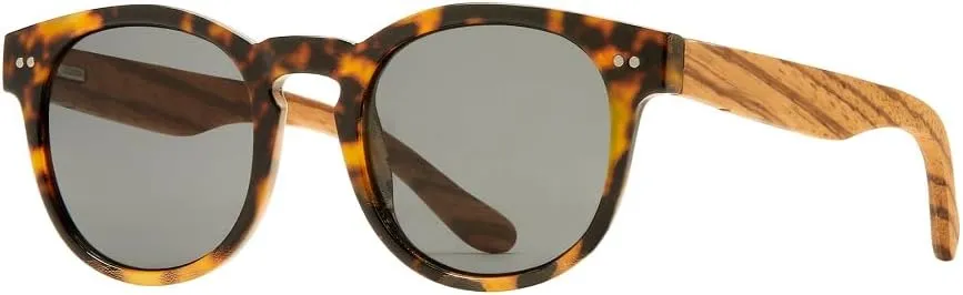 Blue Planet Ledger Walnut Wood Square Sunglasses for Women or Men - Trendy Frame, Polarized Glasses