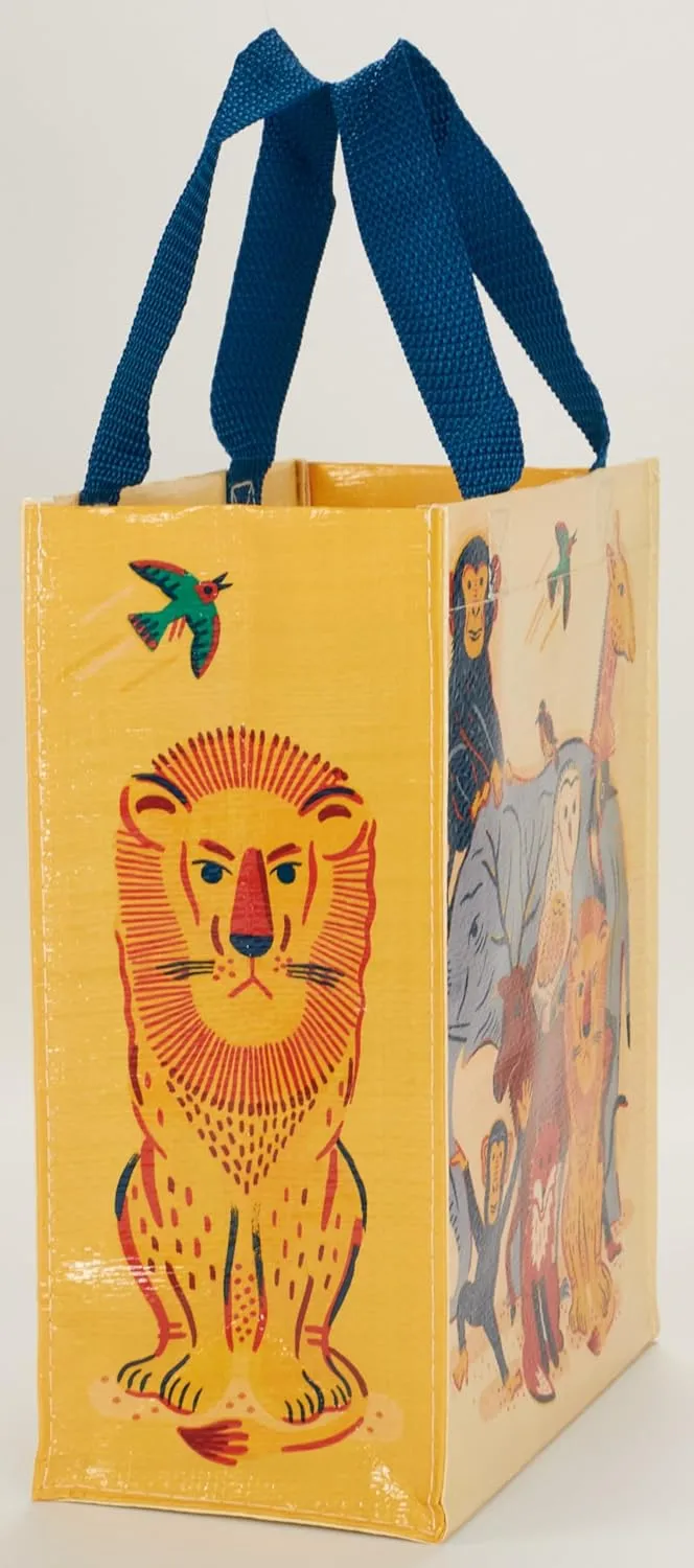 Blue Q Handy Tote, Animal Family. Reusable lunch sack, little gift bag, easy-to-wipe-clean, 95% recycled material, 10" h x 8.5" w x 4.5" d