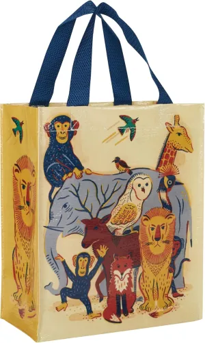 Blue Q Handy Tote, Animal Family. Reusable lunch sack, little gift bag, easy-to-wipe-clean, 95% recycled material, 10" h x 8.5" w x 4.5" d