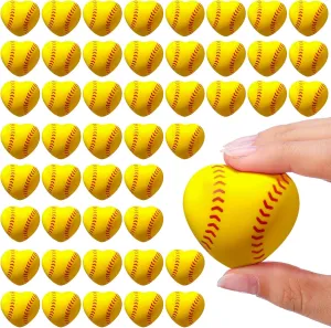 Blulu 30 Pack Mini Softball Baseball Stress Balls Heart Stress Relief Stress Foam Sports Balls for Valentine Sport Party Favors Gift Fillers School Carnival Reward Supplies (Softball)