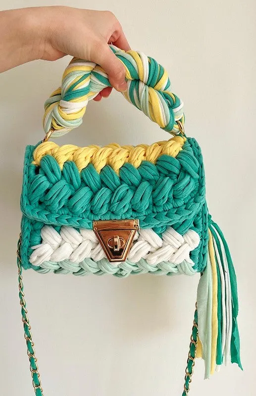 Boho Chic Colorful Crochet Mini Handbag