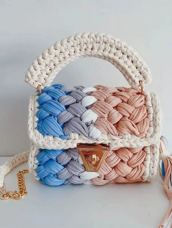 Boho Chic Colorful Crochet Mini Handbag