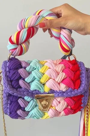 Boho Chic Colorful Crochet Mini Handbag