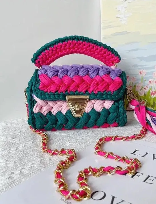 Boho Chic Colorful Crochet Mini Handbag