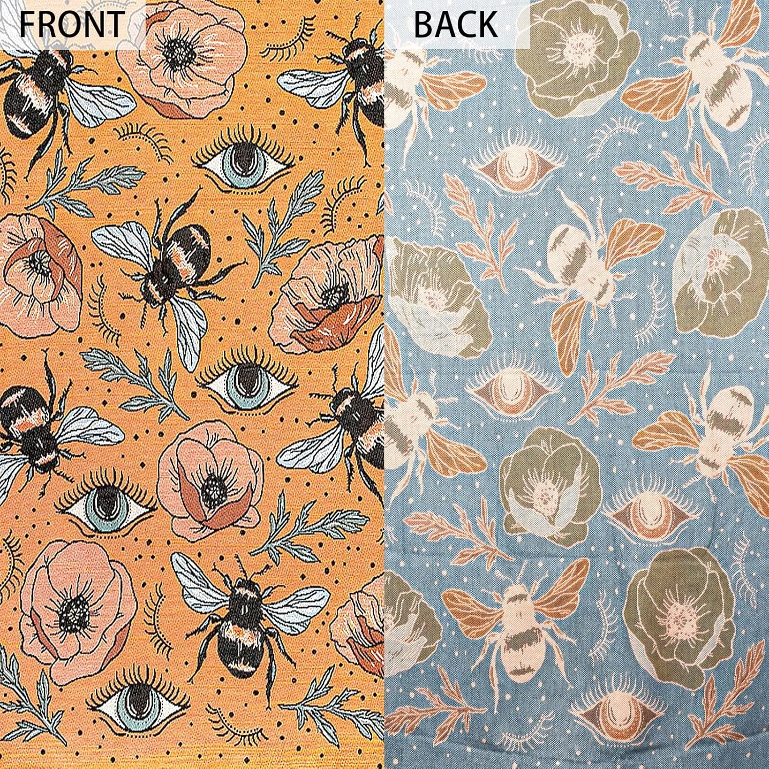 Boho Throw Blanket Reversible Cotton Bohemian Tapestry Hippie Room Decor Double Sided (Boho Bee Yelow 50"x60")