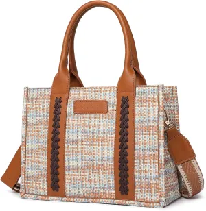 BOLOSTA Medium Purse for Women PU Leather Tote Bag Western Satchel Handbag Purses Ladies Top Handle Crossbody Shoulder Bag, Brown