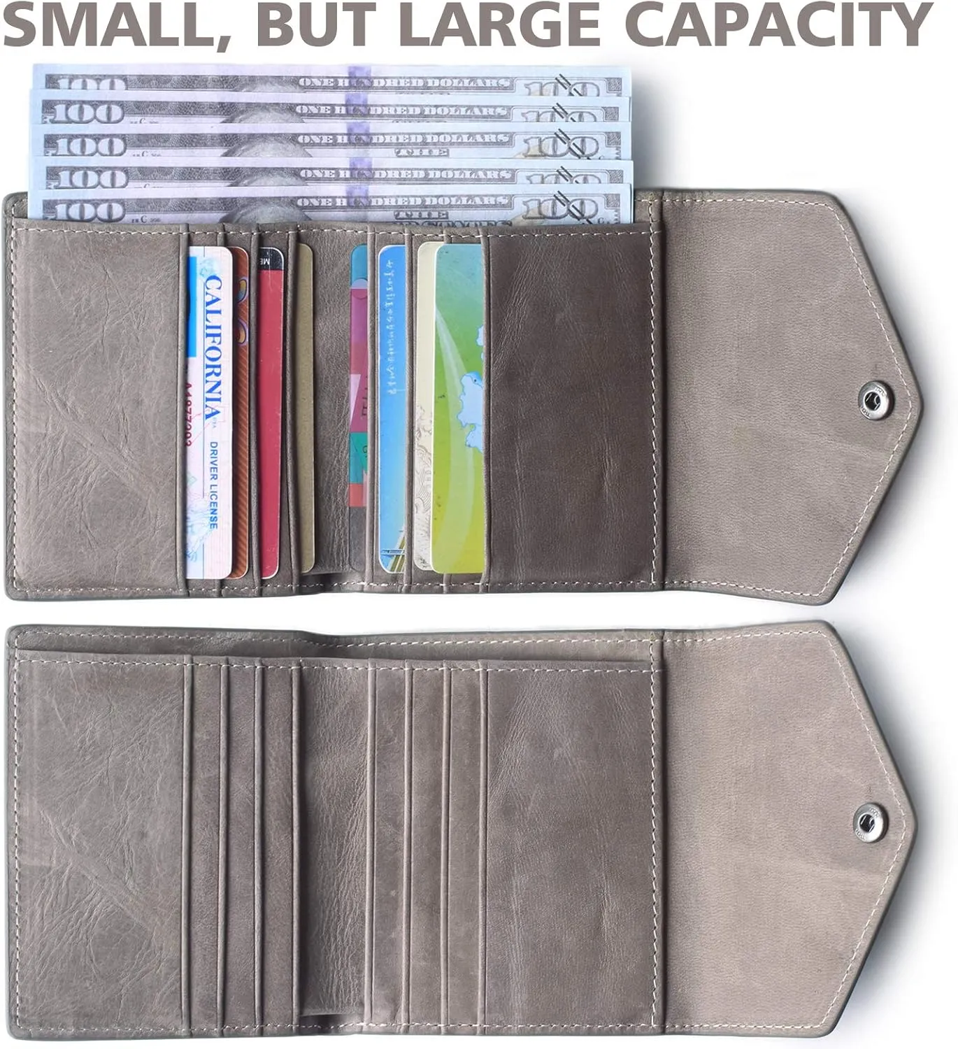 Borgasets Small Wallet for Women Genuine Leather RFID Blocking Card Holder Organizer Pocket Compact Bifold Ladies Mini Purse