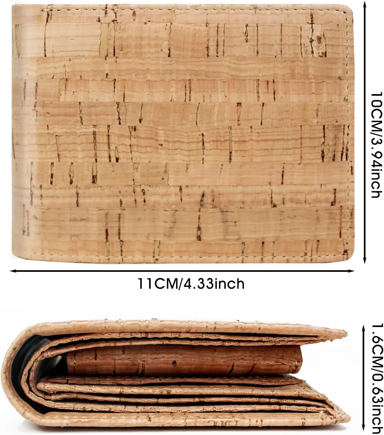 boshiho RFID Blocking Cork Wallet, Slim Bifold Vegan Coin Purse Eco Friendly Gift for Men and Women (Cork 2)
