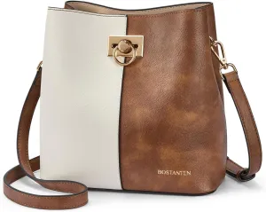 BOSTANTEN Crossbody Bucket Shoulder Bags for Women Vegan Leather Purse Cross Body Handbag Multiple Pockets