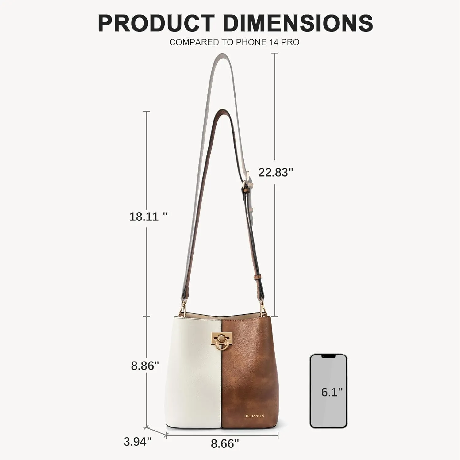 BOSTANTEN Crossbody Bucket Shoulder Bags for Women Vegan Leather Purse Cross Body Handbag Multiple Pockets