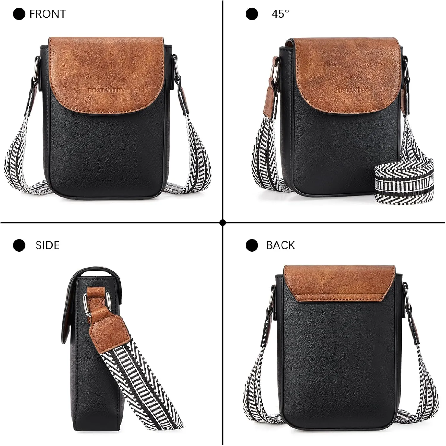 BOSTANTEN Small Crossbody Bags for Women Cell Phone Purse Leather Wallet Handbags with Card Slots