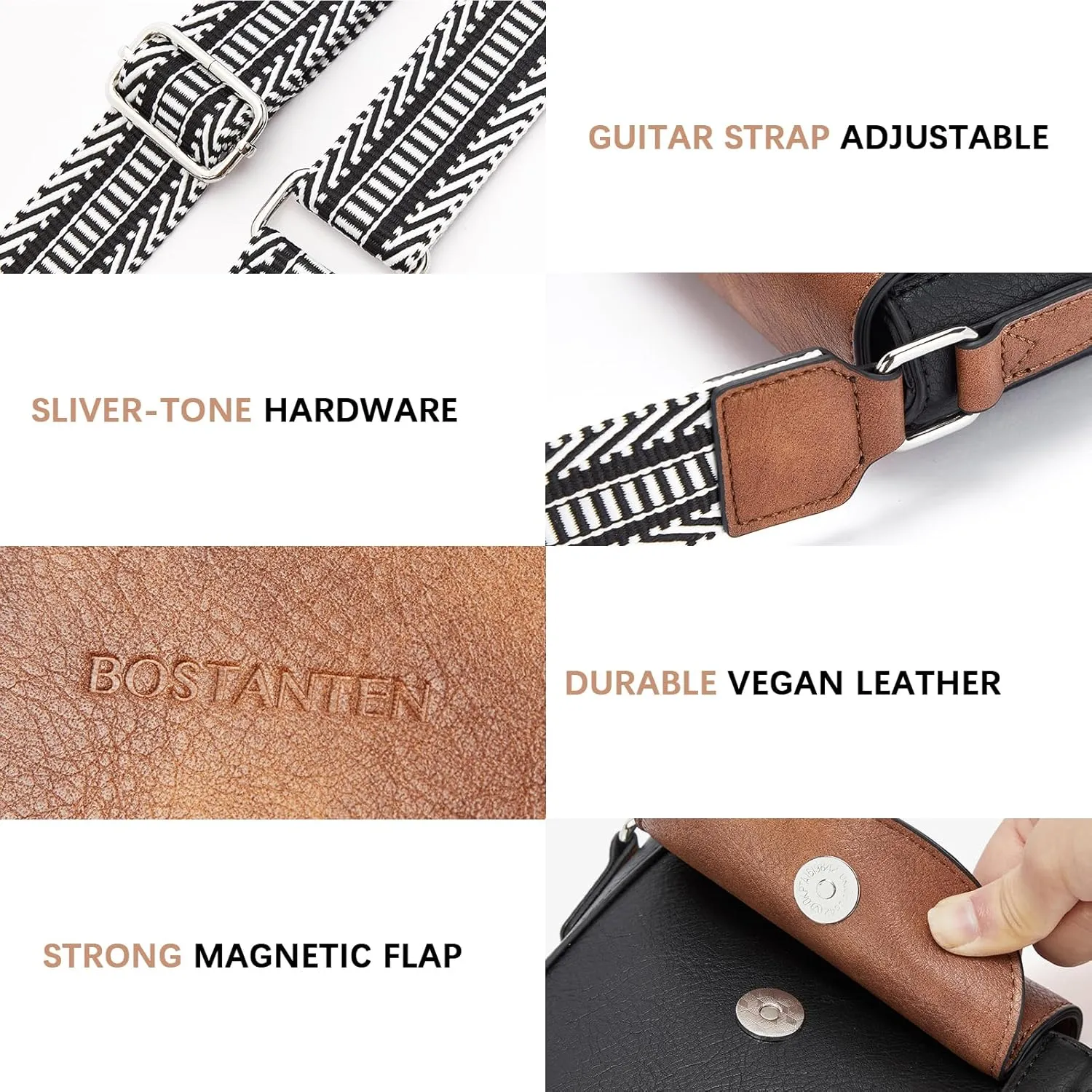 BOSTANTEN Small Crossbody Bags for Women Cell Phone Purse Leather Wallet Handbags with Card Slots