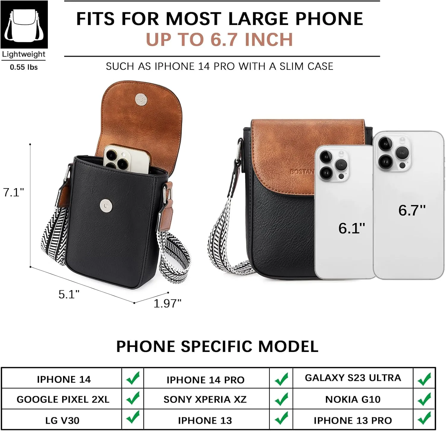 BOSTANTEN Small Crossbody Bags for Women Cell Phone Purse Leather Wallet Handbags with Card Slots