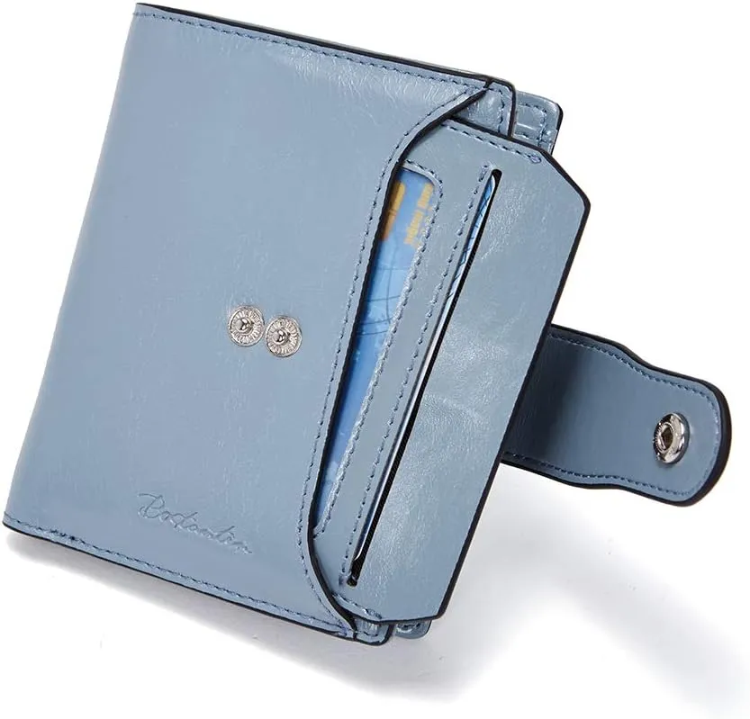 BOSTANTEN Women Leather Wallet RFID Blocking Small Bifold Zipper Pocket Wallet Card Case Purse with ID Window