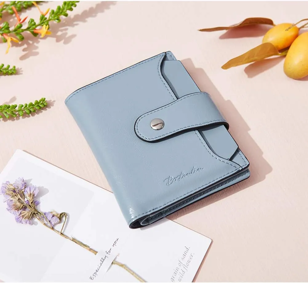 BOSTANTEN Women Leather Wallet RFID Blocking Small Bifold Zipper Pocket Wallet Card Case Purse with ID Window