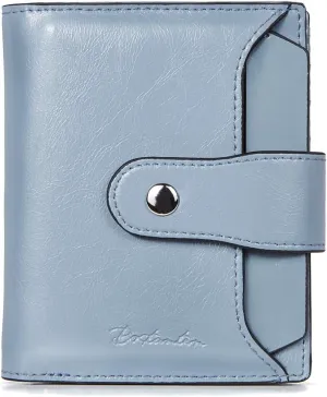 BOSTANTEN Women Leather Wallet RFID Blocking Small Bifold Zipper Pocket Wallet Card Case Purse with ID Window