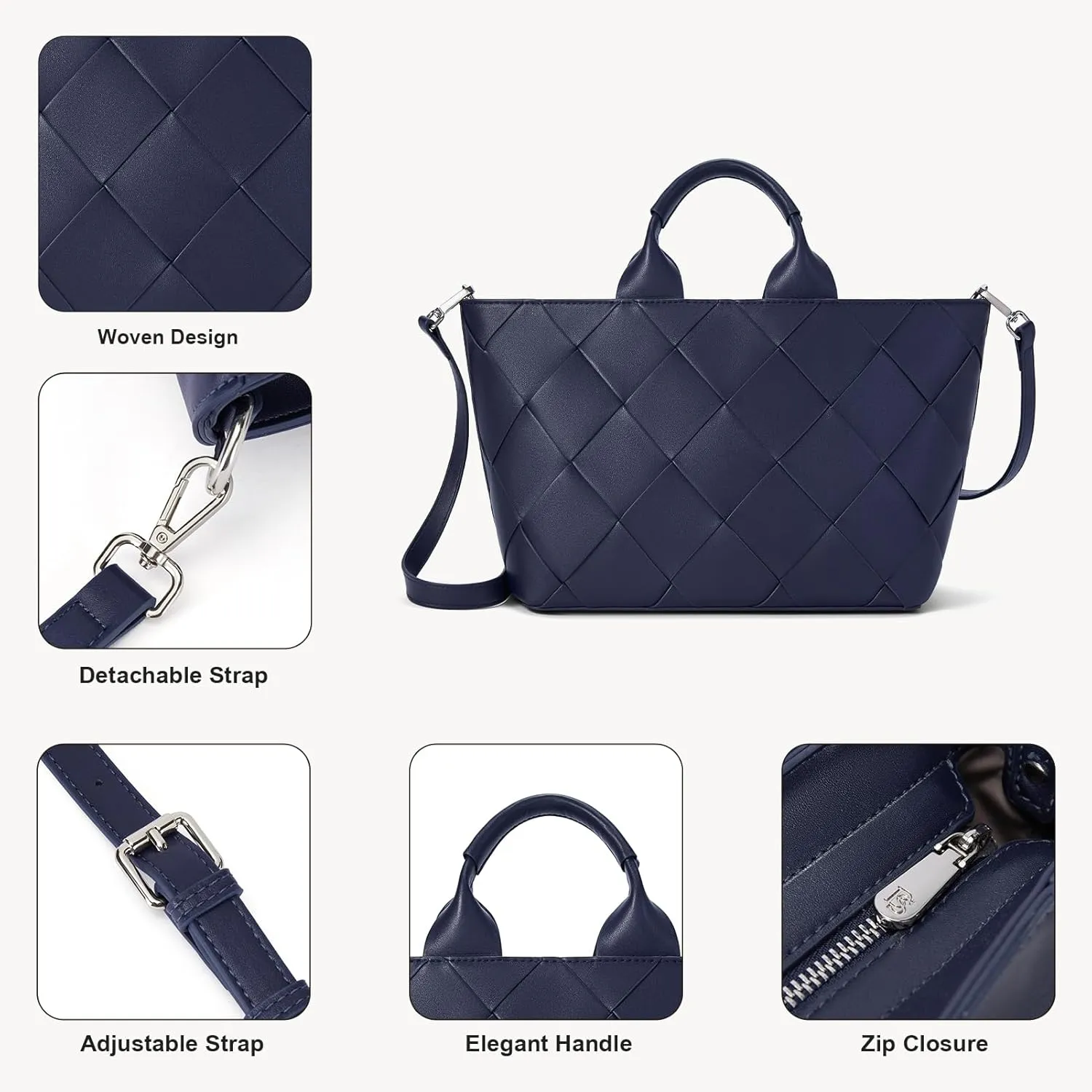 BOSTANTEN Woven Tote Bag for Women Top Handle Purses and Handbags Shoulder Crossbody Purse With Zipper