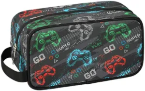 Boys Travel Toiletry Bag, Gray Game Joysticks Kids Waterproof Hanging Dopp Kit, Wash Bag with Large Capacity for Travel, Sports, Shower