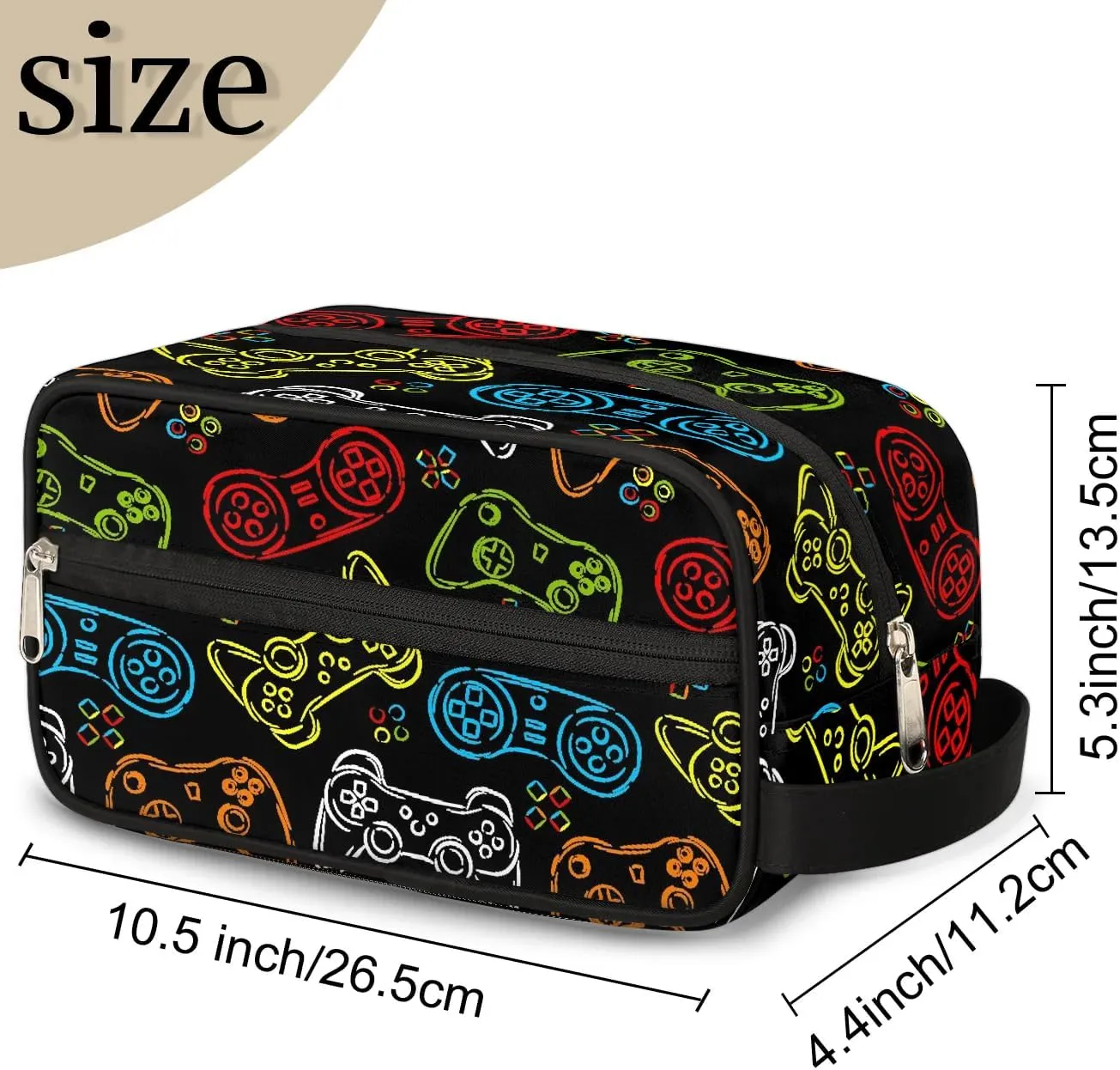 Boys Travel Toiletry Bag, Kids Waterproof Hanging Dopp Kit, Game Joysticks Wash Bag with Large Capacity for Travel, Sports, Shower
