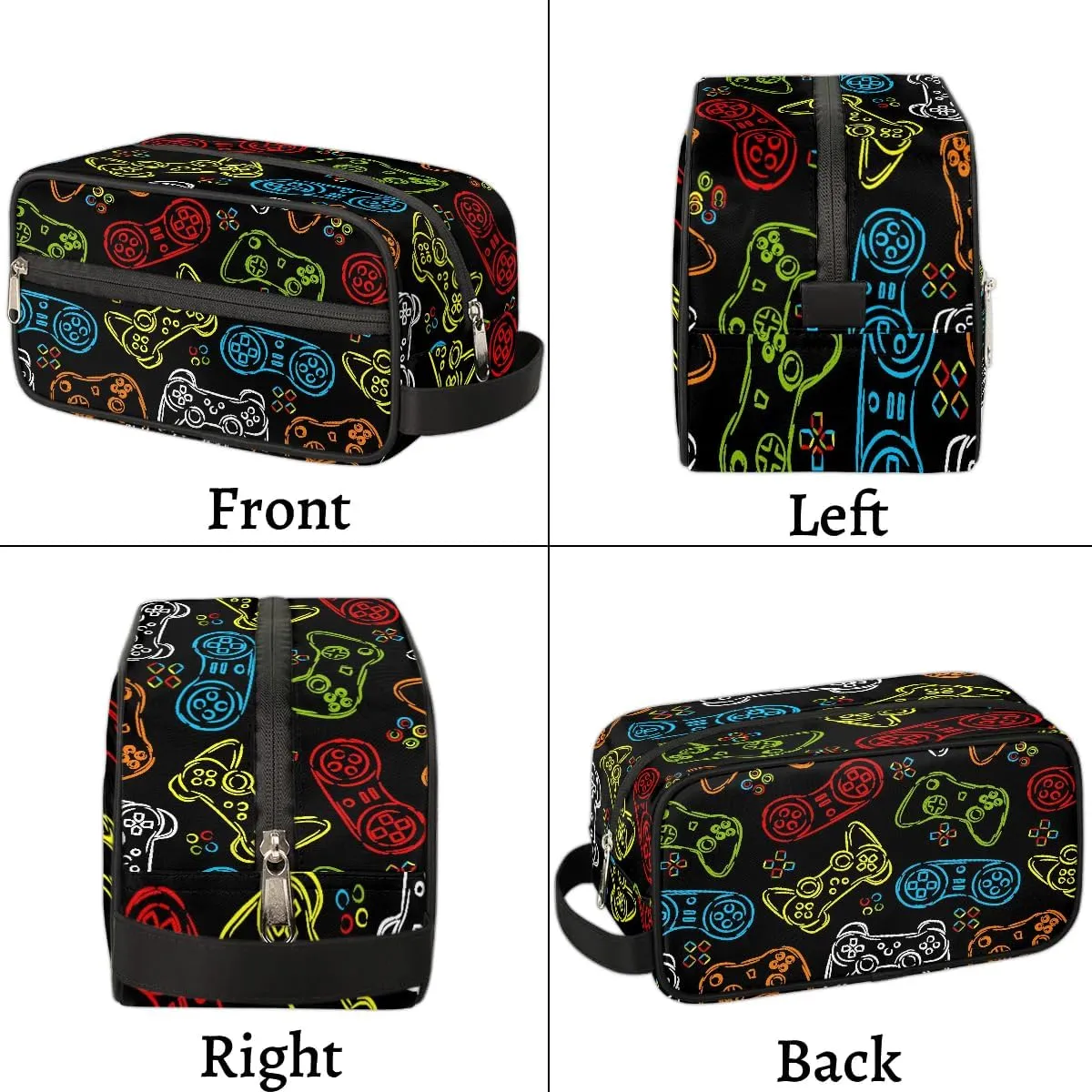 Boys Travel Toiletry Bag, Kids Waterproof Hanging Dopp Kit, Game Joysticks Wash Bag with Large Capacity for Travel, Sports, Shower