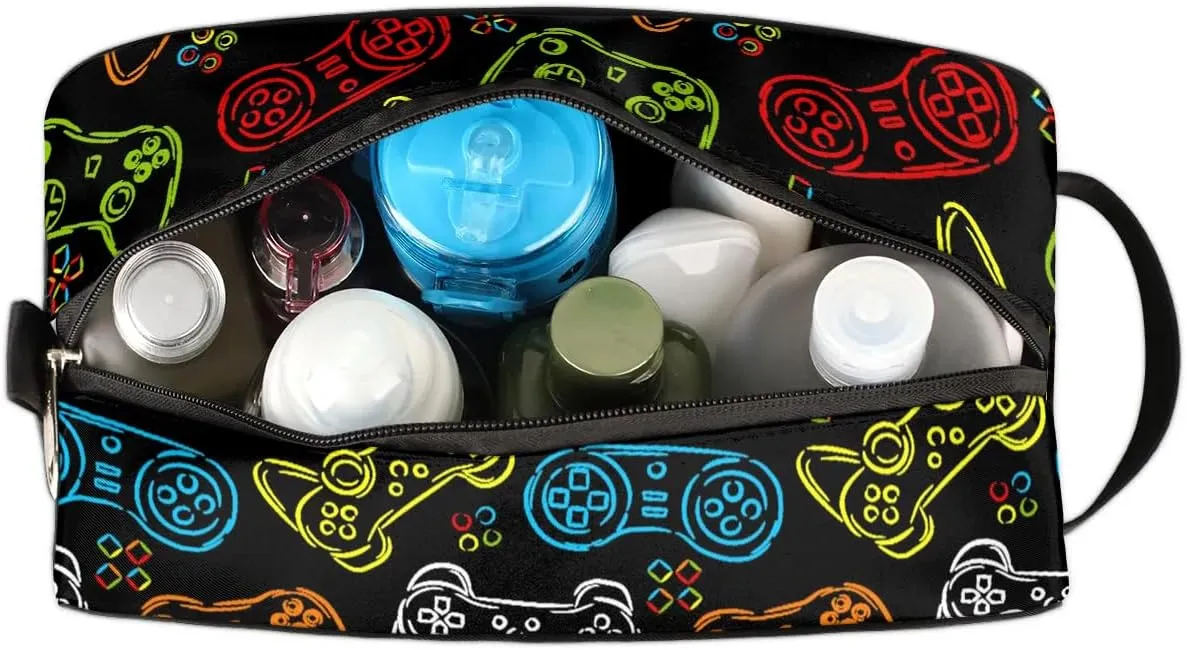 Boys Travel Toiletry Bag, Kids Waterproof Hanging Dopp Kit, Game Joysticks Wash Bag with Large Capacity for Travel, Sports, Shower