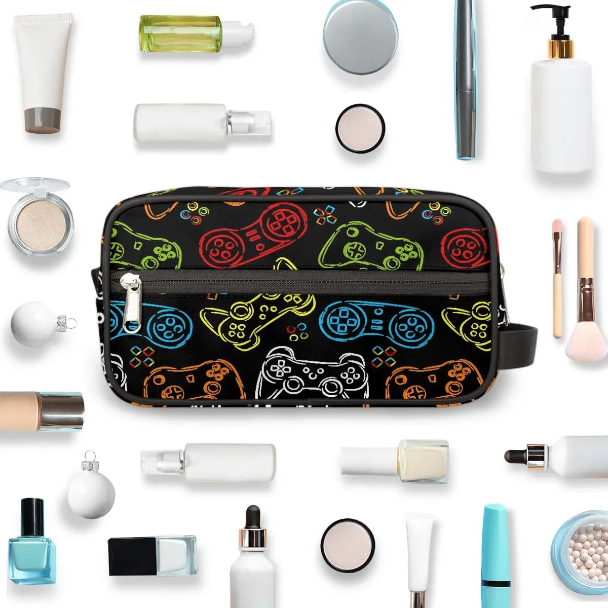 Boys Travel Toiletry Bag, Kids Waterproof Hanging Dopp Kit, Game Joysticks Wash Bag with Large Capacity for Travel, Sports, Shower