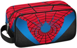 Boys Travel Toiletry Bag, Kids Waterproof Hanging Dopp Kit, Red Spider Web Wash Bag with Large Capacity for Travel, Sports, Shower