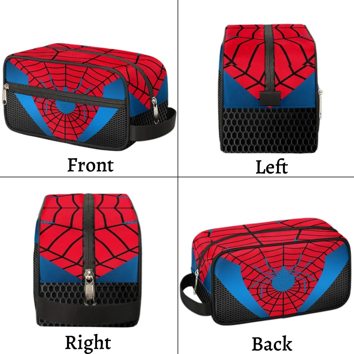 Boys Travel Toiletry Bag, Kids Waterproof Hanging Dopp Kit, Red Spider Web Wash Bag with Large Capacity for Travel, Sports, Shower