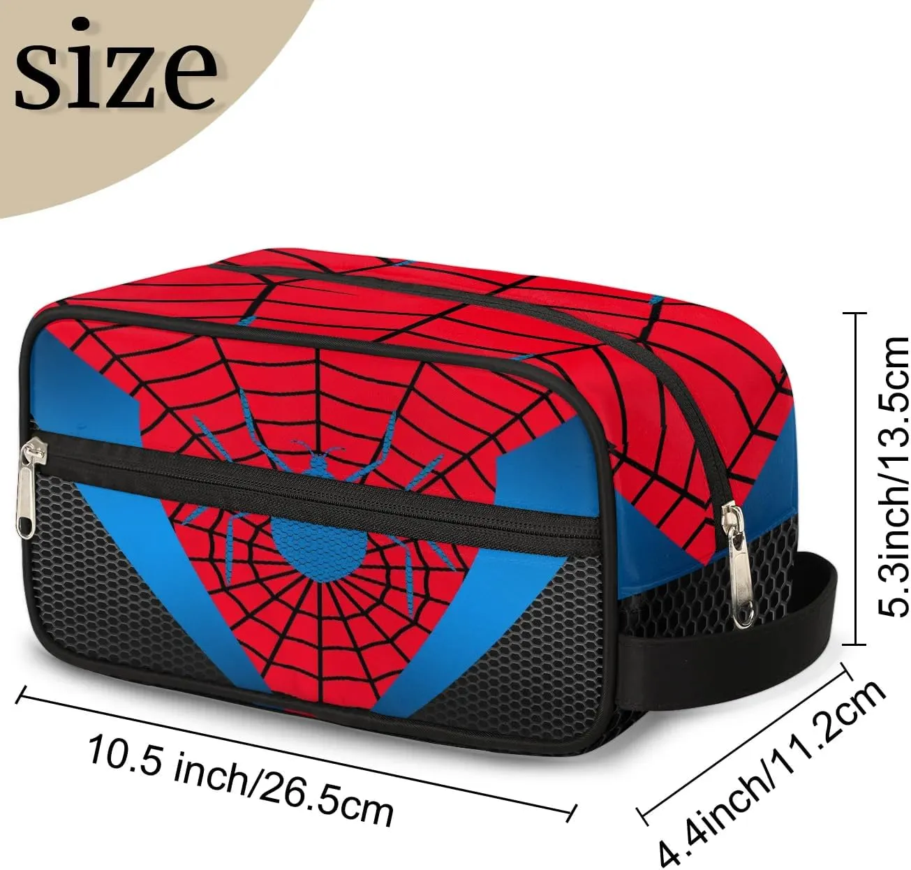 Boys Travel Toiletry Bag, Kids Waterproof Hanging Dopp Kit, Red Spider Web Wash Bag with Large Capacity for Travel, Sports, Shower