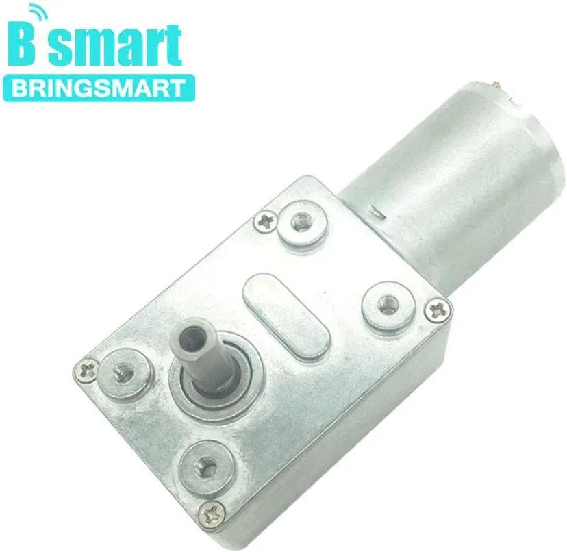 BRINGSMART 12V 3rpm DC Worm Gear Motor 25kg.cm High Torque Mini Turbine Worm Reducer Motor Self-Locking Micro Gear Motor Reversible (JGY-370 12V 3rpm)