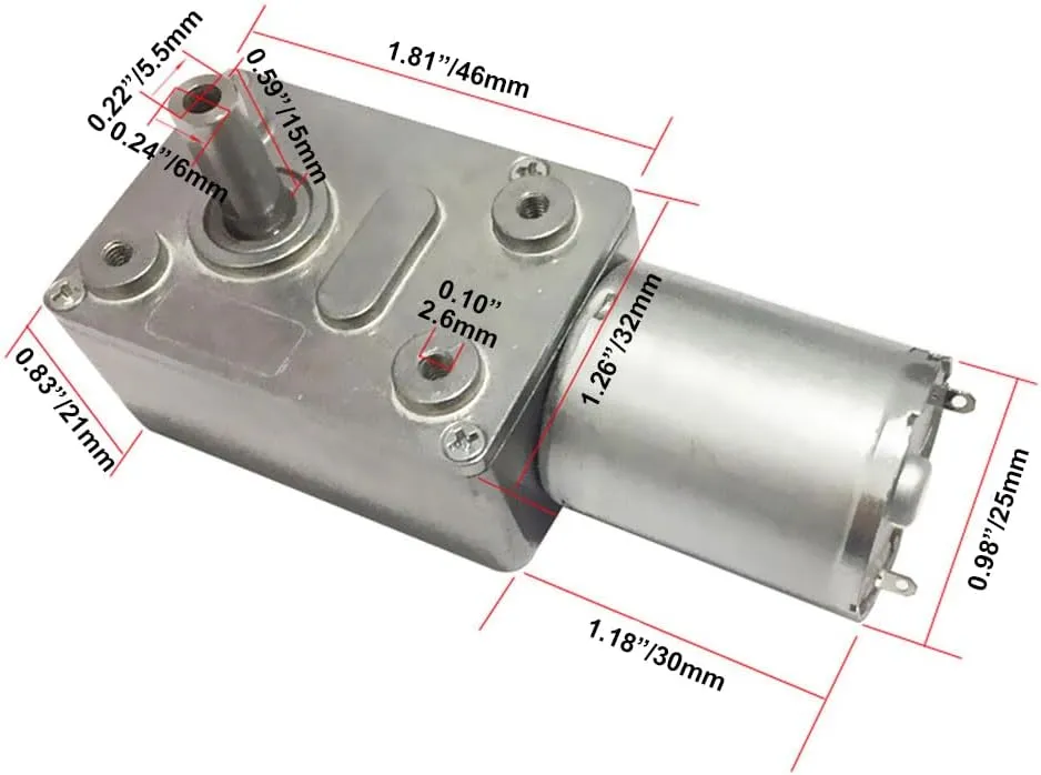 BRINGSMART 12V 3rpm DC Worm Gear Motor 25kg.cm High Torque Mini Turbine Worm Reducer Motor Self-Locking Micro Gear Motor Reversible (JGY-370 12V 3rpm)