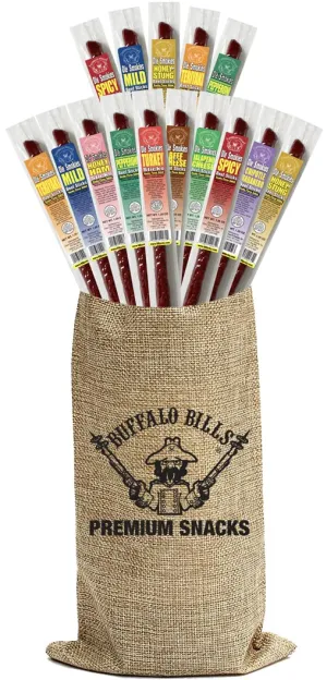Buffalo Bills 15-Piece Ole Smokies Meat Stick Burlap Gift Wine Bags - Beef, Ham and Turkey