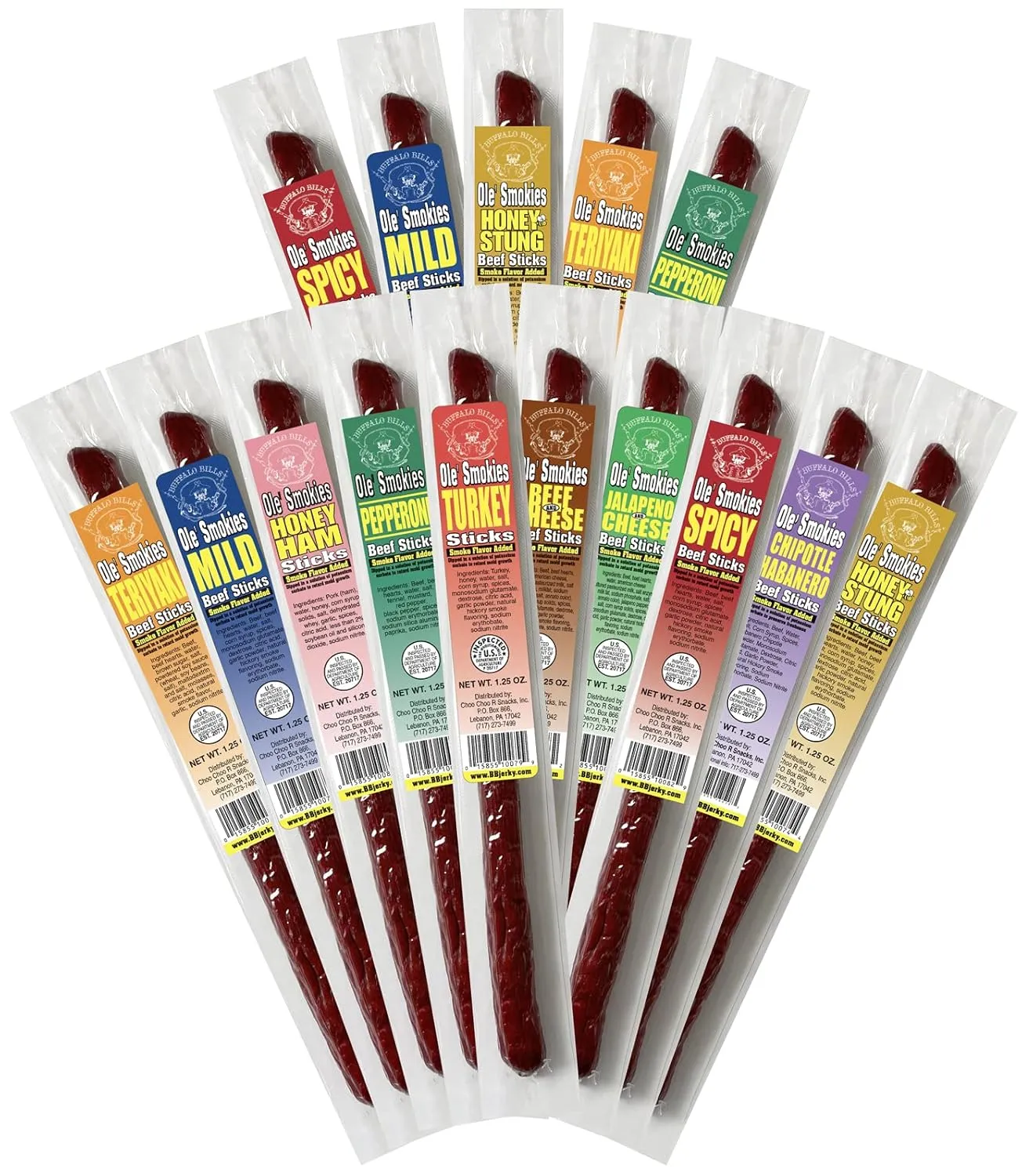 Buffalo Bills 15-Piece Ole Smokies Meat Stick Burlap Gift Wine Bags - Beef, Ham and Turkey