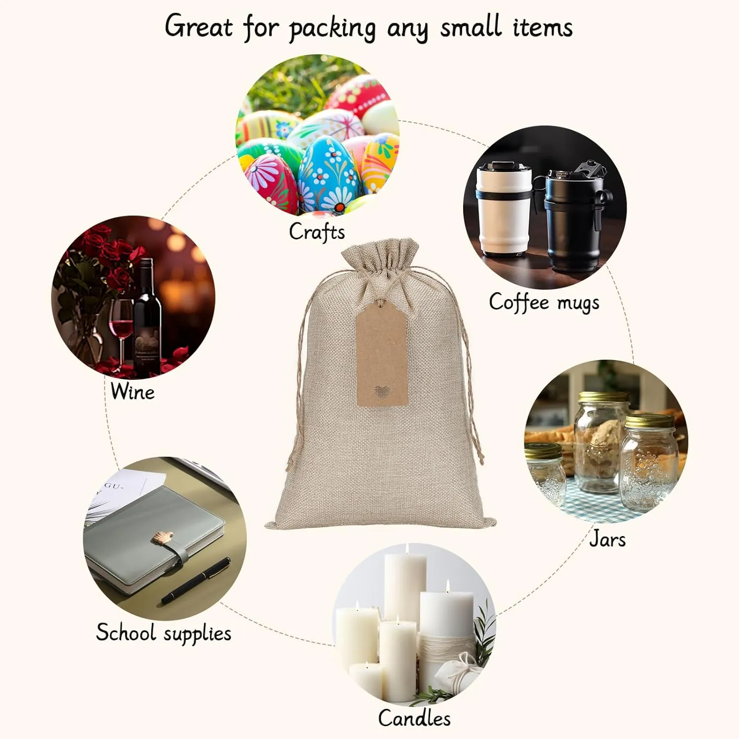 Burlap Bags with Drawstring, 8"x12" Burlap Favor Sack (Lot of 20) for Wrapping Memorial Day Favors, Gifts, Birthday, Wedding, Party or Household Use