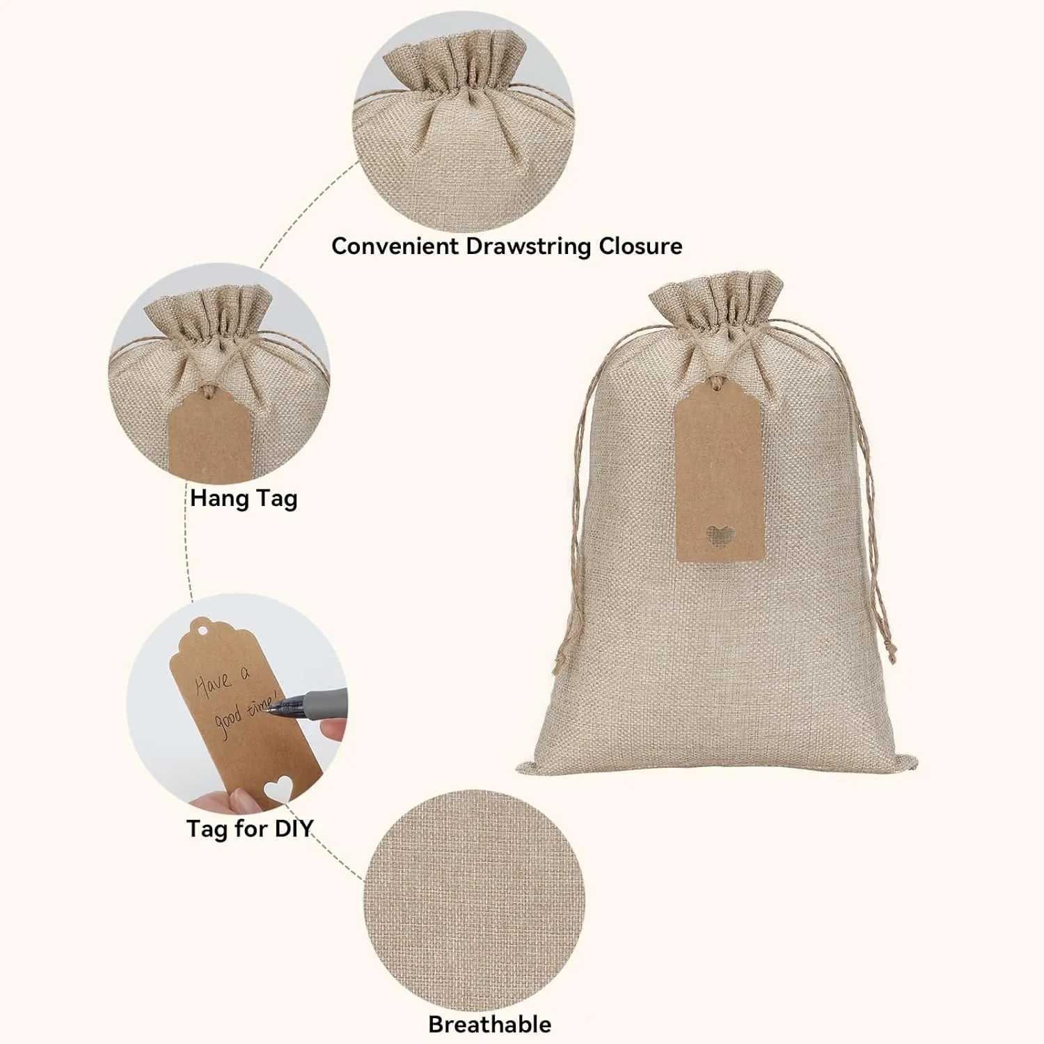 Burlap Bags with Drawstring, 8"x12" Burlap Favor Sack (Lot of 20) for Wrapping Memorial Day Favors, Gifts, Birthday, Wedding, Party or Household Use