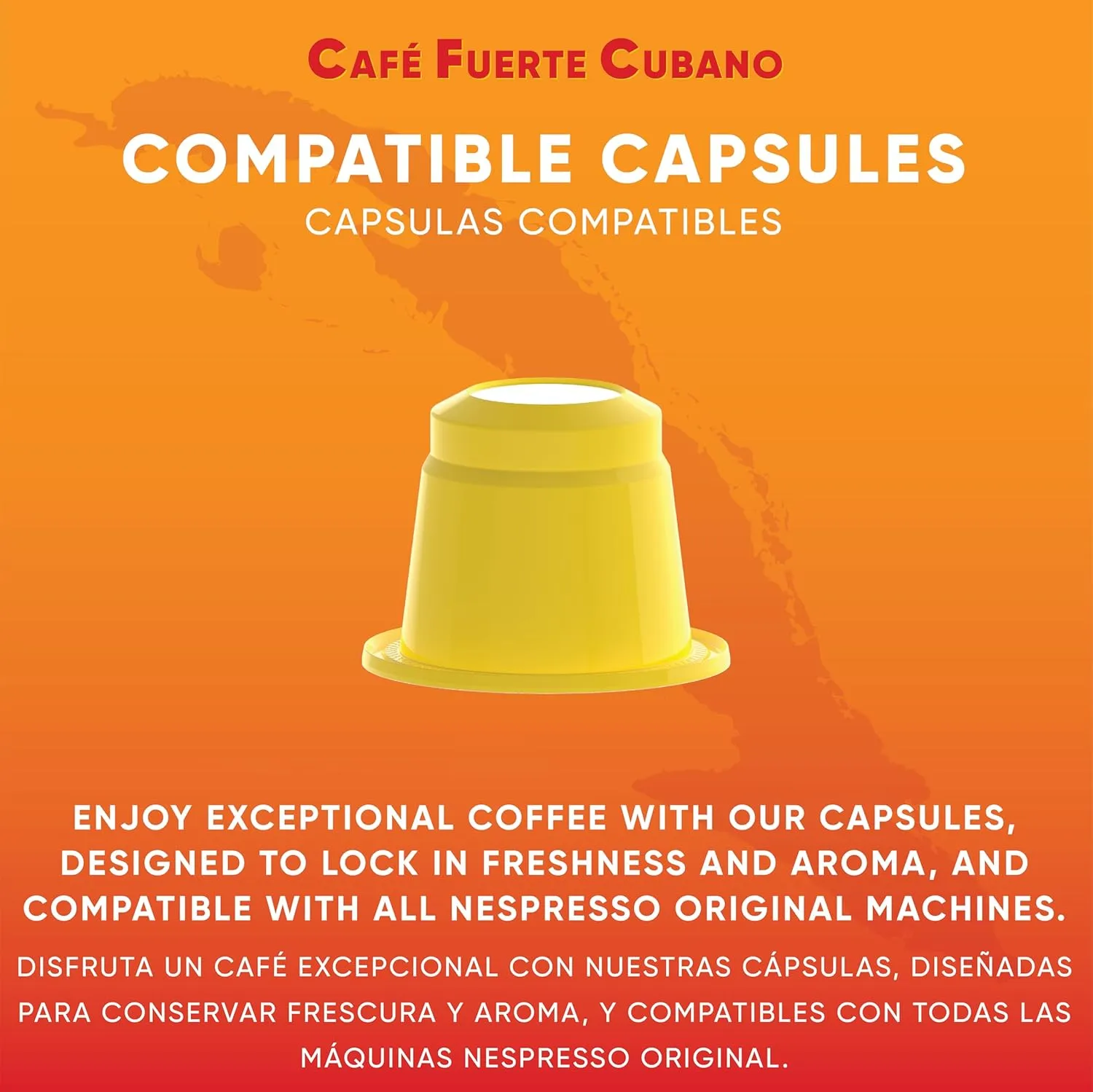 Café Fuerte Cubano, Espresso Pods, Nespresso Capsules Compatible with OriginalLine Machines, Strong Cuban Coffee, Ristretto Cafecito, Intensity 13, Dark Roast, High In Caffeine (40 Count)