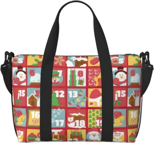 Calendar Print Tote Crossbody Travel Bag with Zip Casual Handbag for Weekend Trips and Gym Shopping, Black, One Size, Travel Tote