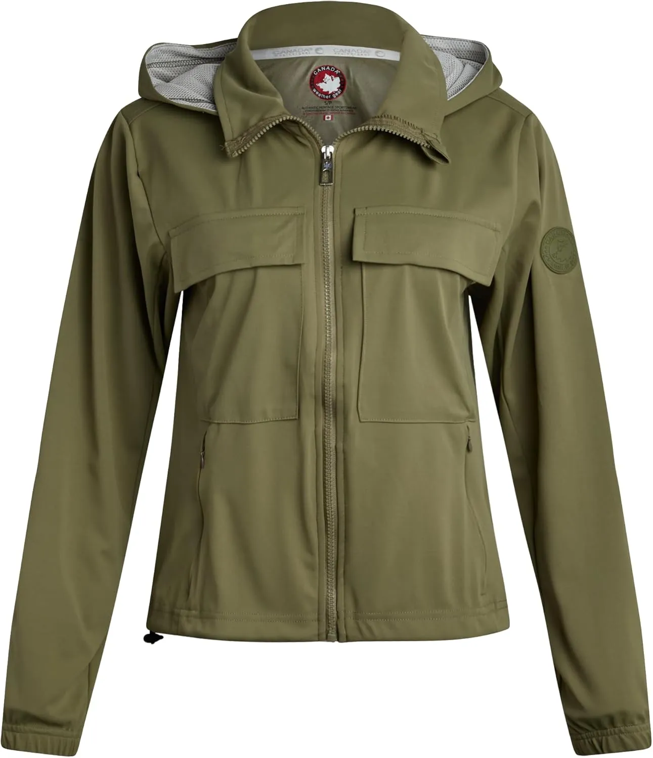 CANADA WEATHER GEAR Women's Softshell Jacket - Full Zip Up Hoodie Coat with Pockets and Adjustable Bungee Cord (Sizes: S-2XL)
