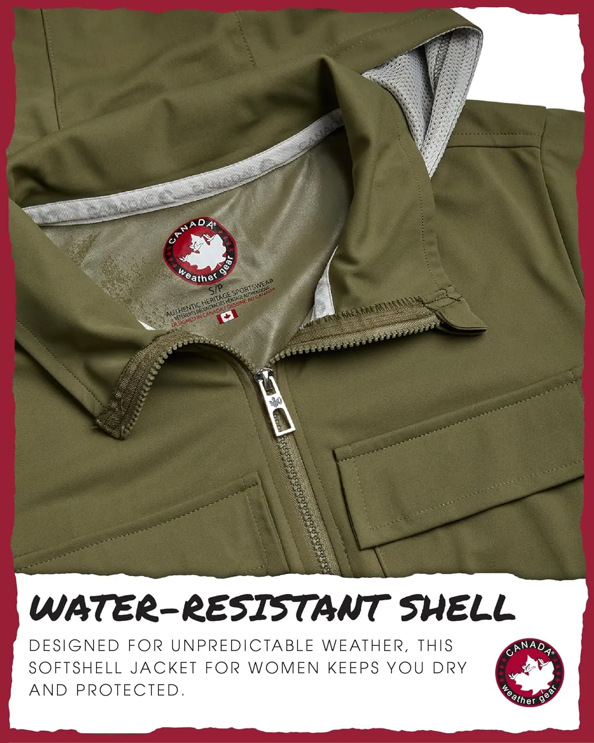 CANADA WEATHER GEAR Women's Softshell Jacket - Full Zip Up Hoodie Coat with Pockets and Adjustable Bungee Cord (Sizes: S-2XL)